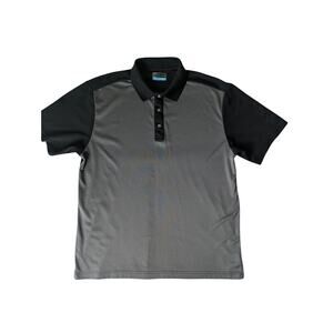 PGA TOUR Golf Polo Shirt XL Gray Black Colorblock Performance Short Sleeve
